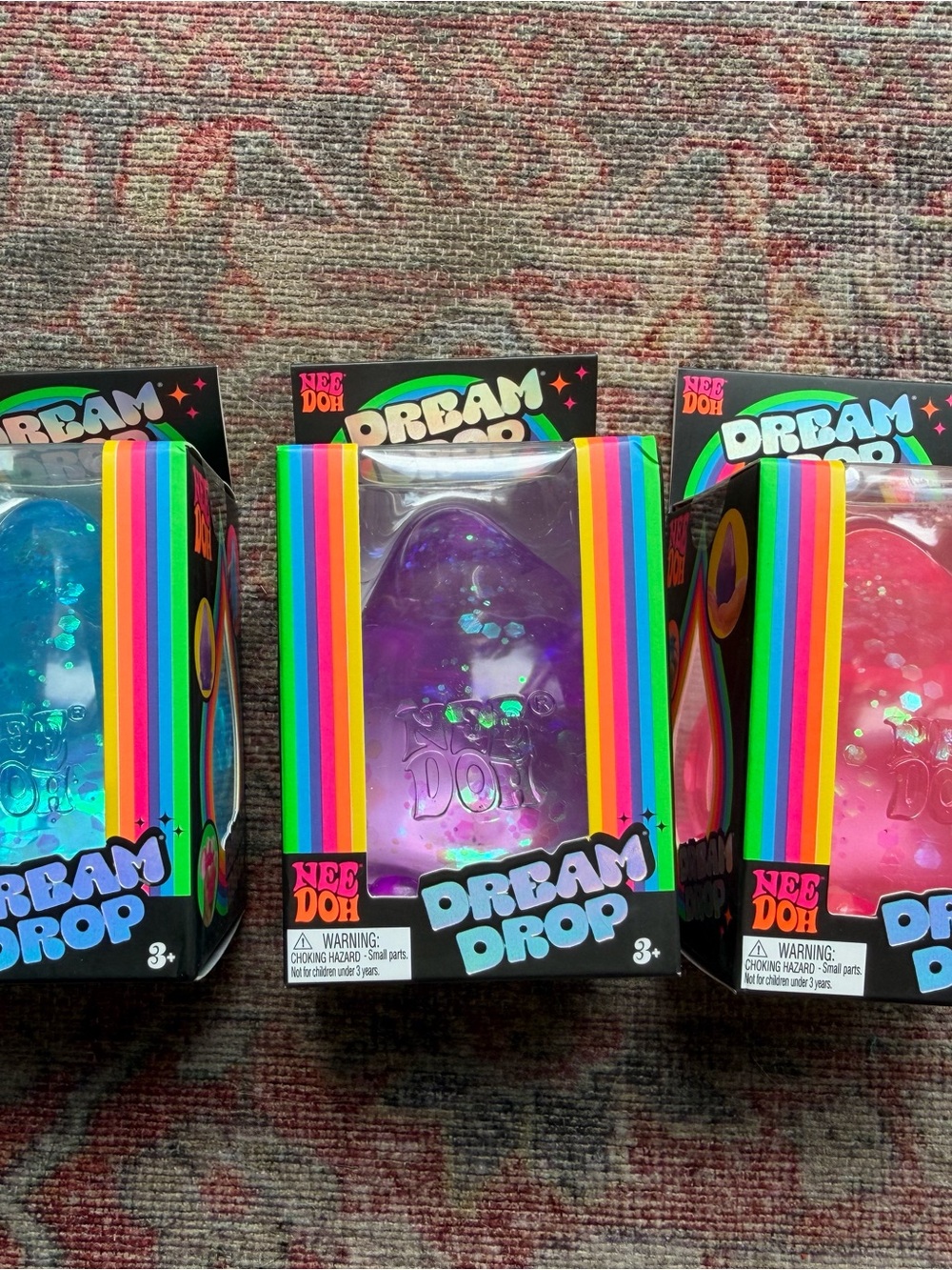 NeeDoh Dream Drop Set of 3 Colors Sensory Squishy Toy - Purple Blue Pink